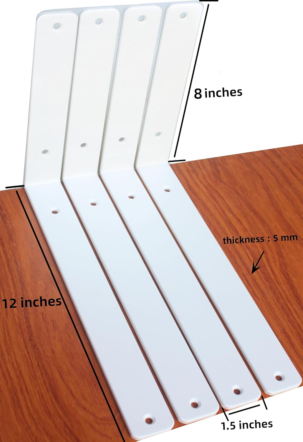 12 Soportes Hierro en L Blanco 12x8pulg para Estante