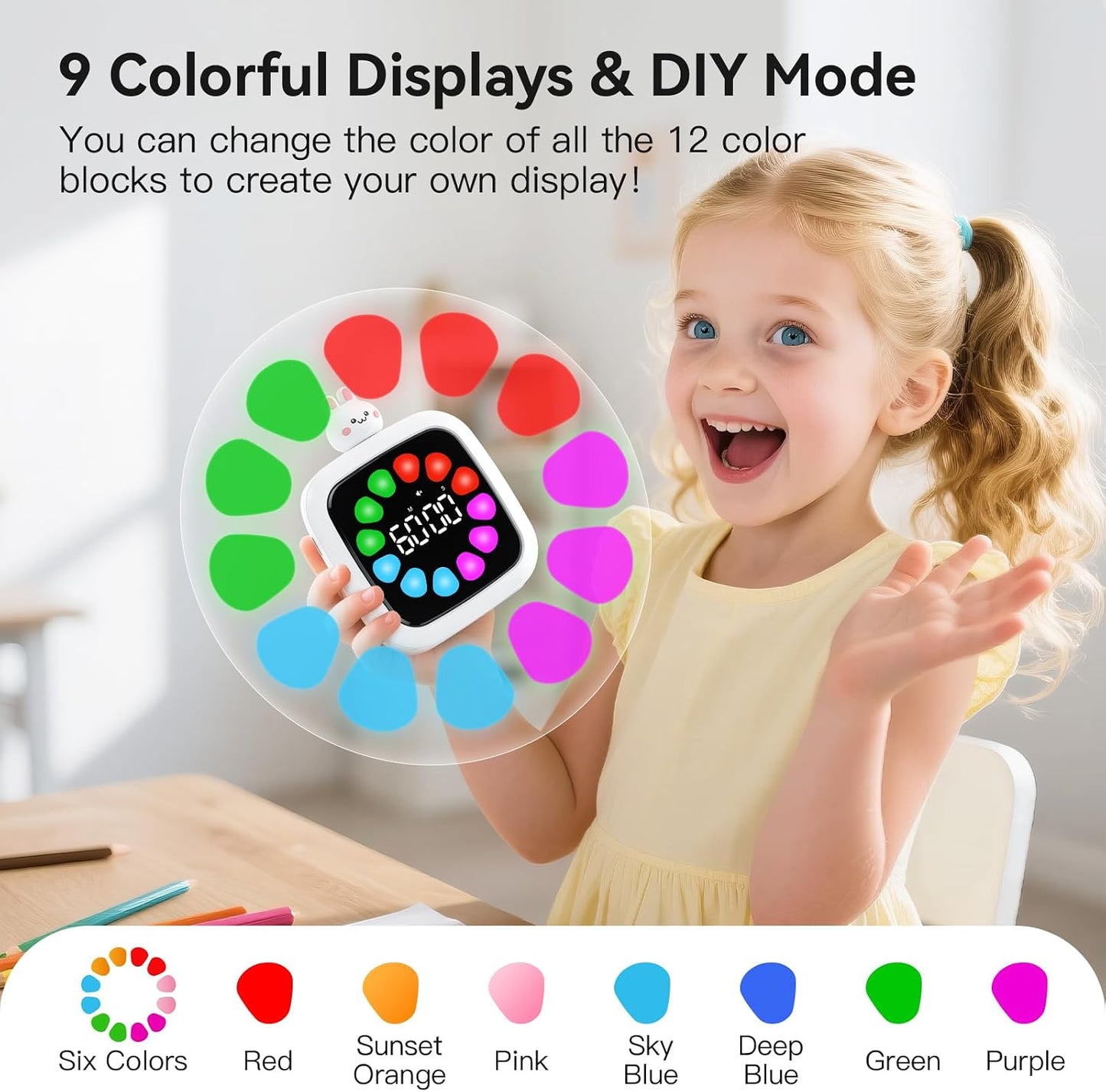 Temporizador visual digital para niños 99 min 19 tonos