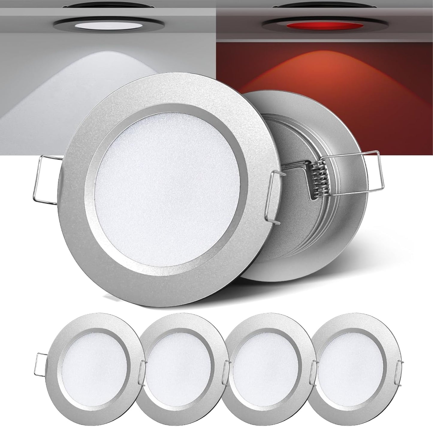 Luz LED disco 3pulg 12v bicolor rojo aluminio
