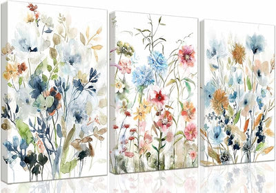 3 Pzas Lienzo Acuarela Margaritas 12x16pulg Decoración Pared