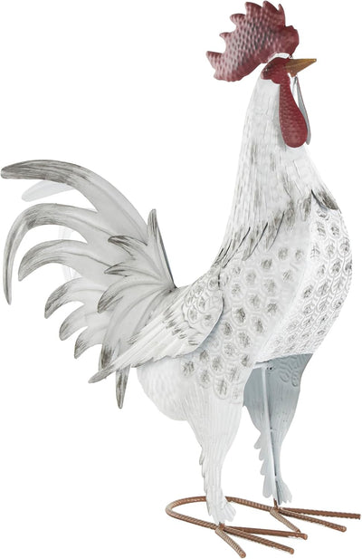 Escultura gallo metal jardín textura negra 15x6x18pulg