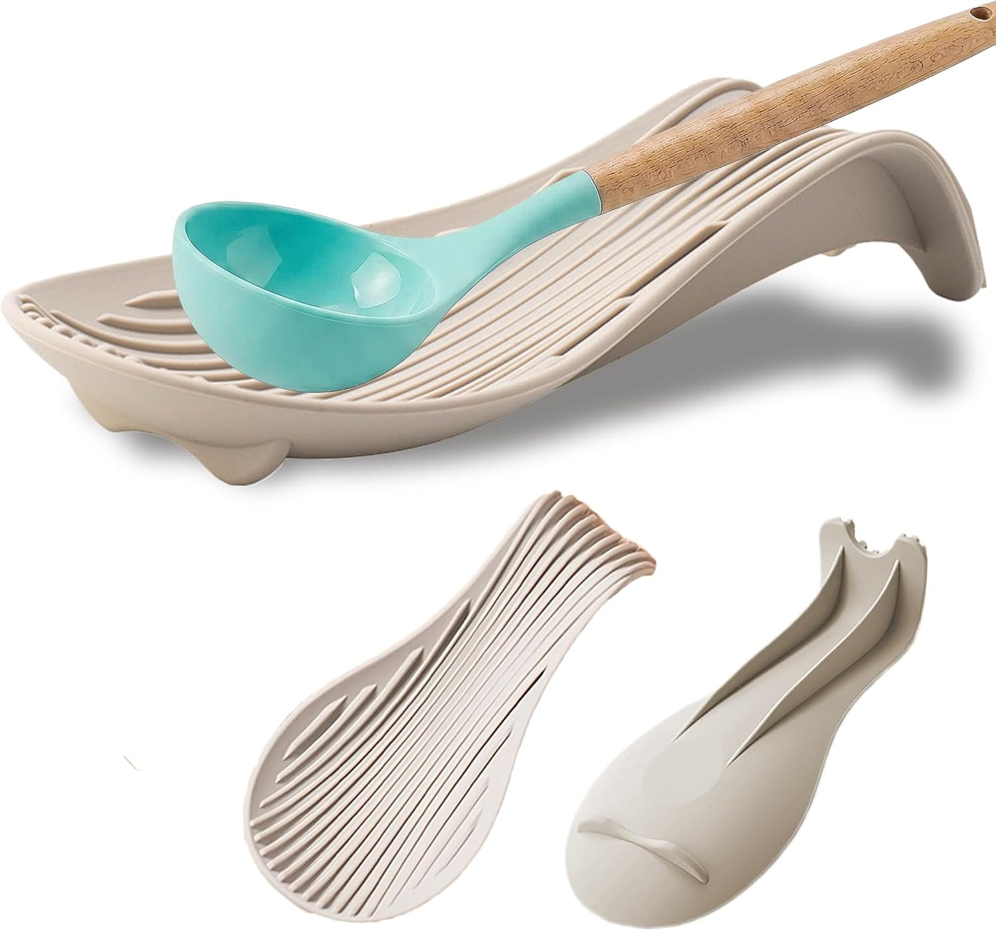 Soporte utensilios cocina silicona reutilizable 9.1x4.2pulg caqui