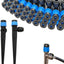30 Emisores Riego Goteo 1/4pulg Ajustables 360 Grados Azules