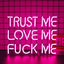 Letrero neón rosa TRUST ME LOVE ME para hogar y fiestas