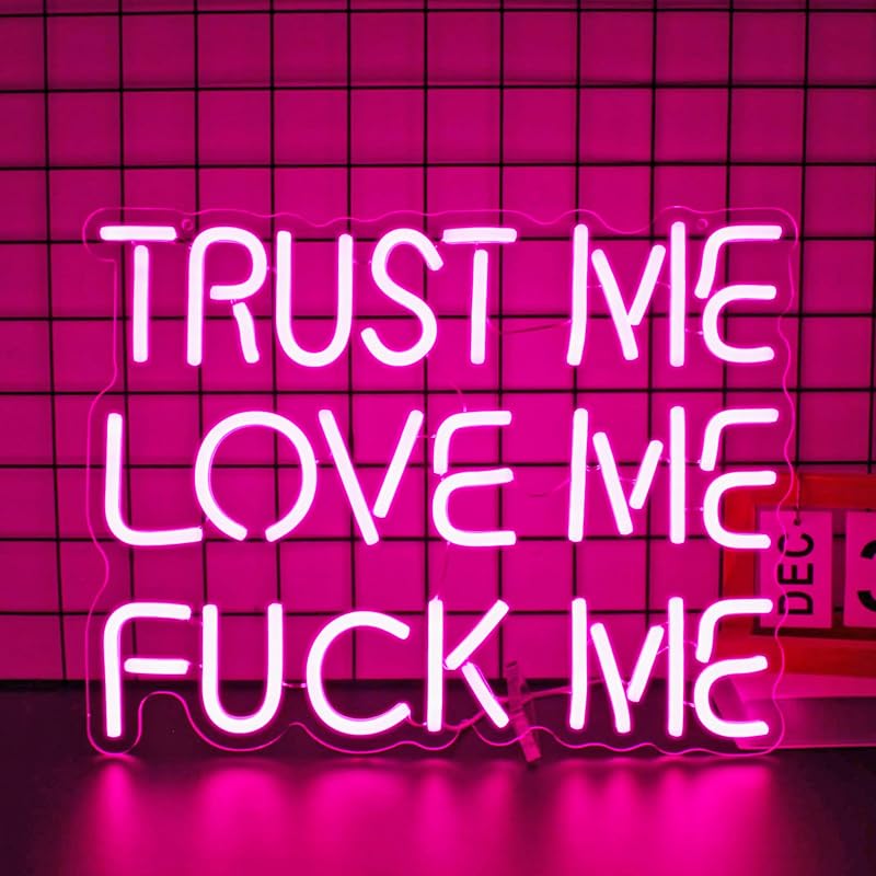 Letrero neón rosa TRUST ME LOVE ME para hogar y fiestas