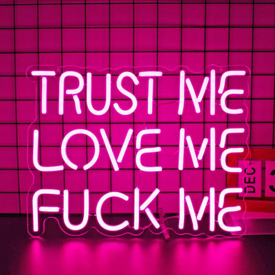Letrero neón rosa TRUST ME LOVE ME para hogar y fiestas
