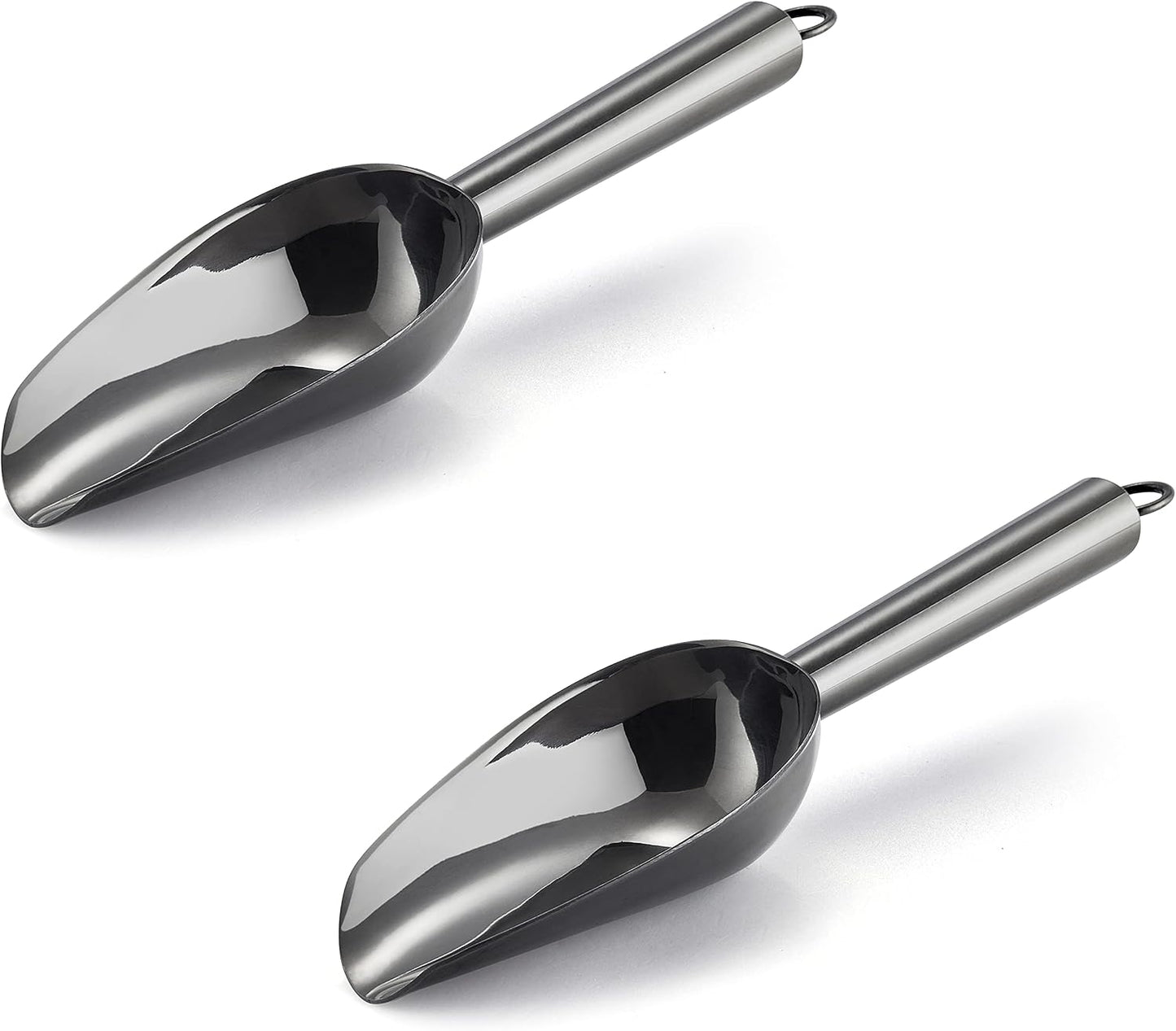 2 Pzas Cucharas Hielo Acero Inox Negro Platino 3oz