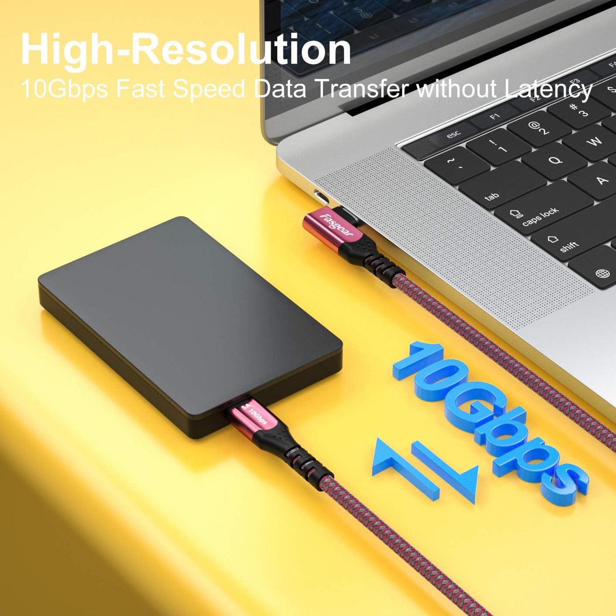 Cable USB-C 3.1 Gen 2 100W 3 pies con chip E-Marker