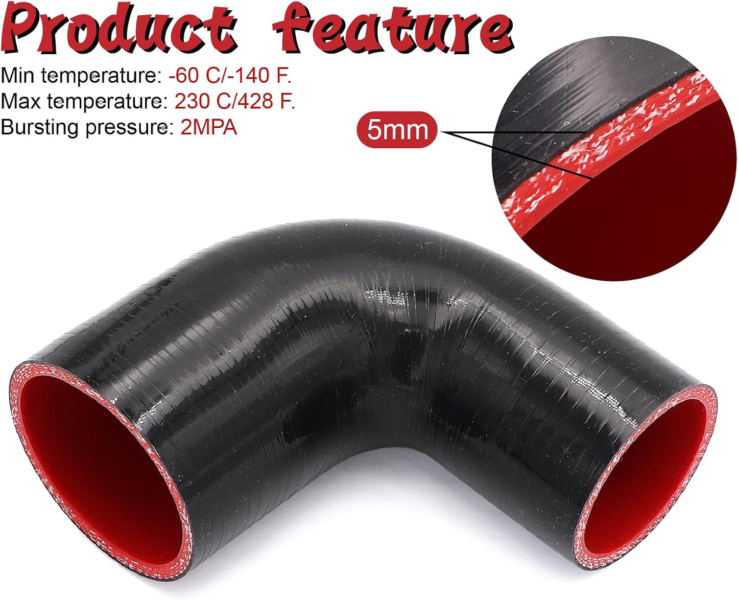 Acoplador reductor codo silicona 2-2.5" manguera 4 capas