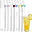 8 Popotes Vidrio Reutilizables con Lazo Colorido y Cepillos