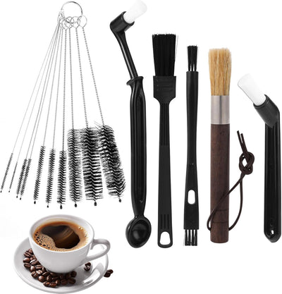 Juego de 15 cepillos para molinillo de café expreso con mango ergonómico
