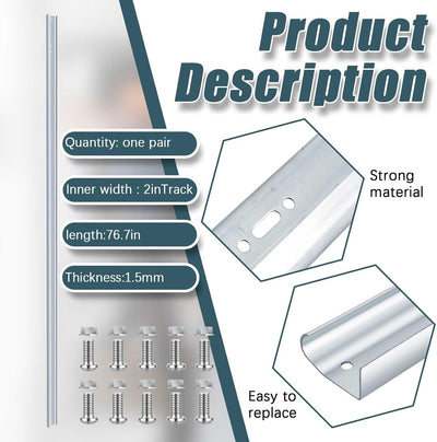 2 Pzas Riel Vertical Puerta Garaje 7pulg Acero Galvanizado