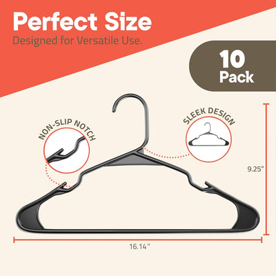 10 Perchas Plástico Gris Antiderrap para Vestidos Tiras