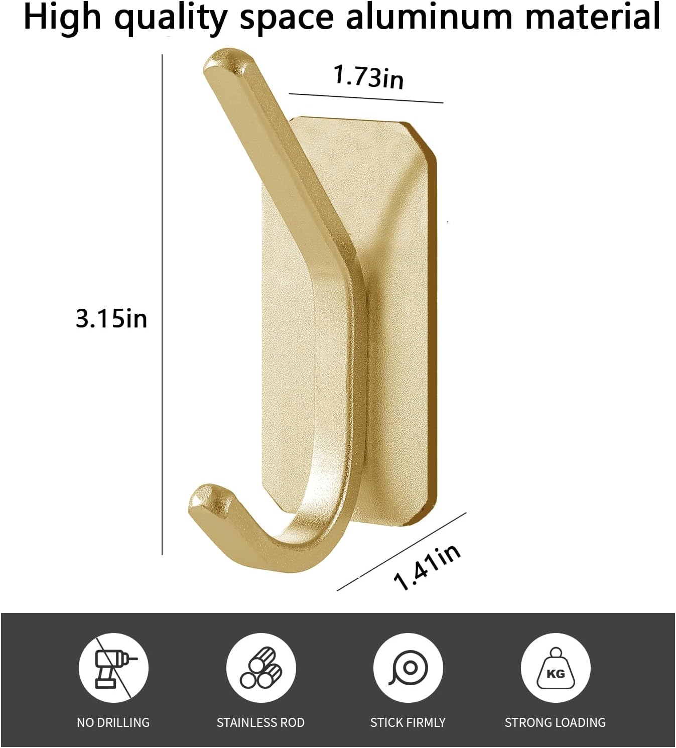 Ganchos adhesivos carga 30lb 4uds color dorado