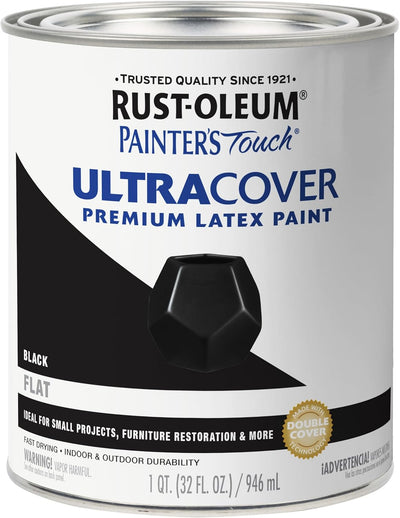 Pintura látex cuarto de galón negro plano 32oz