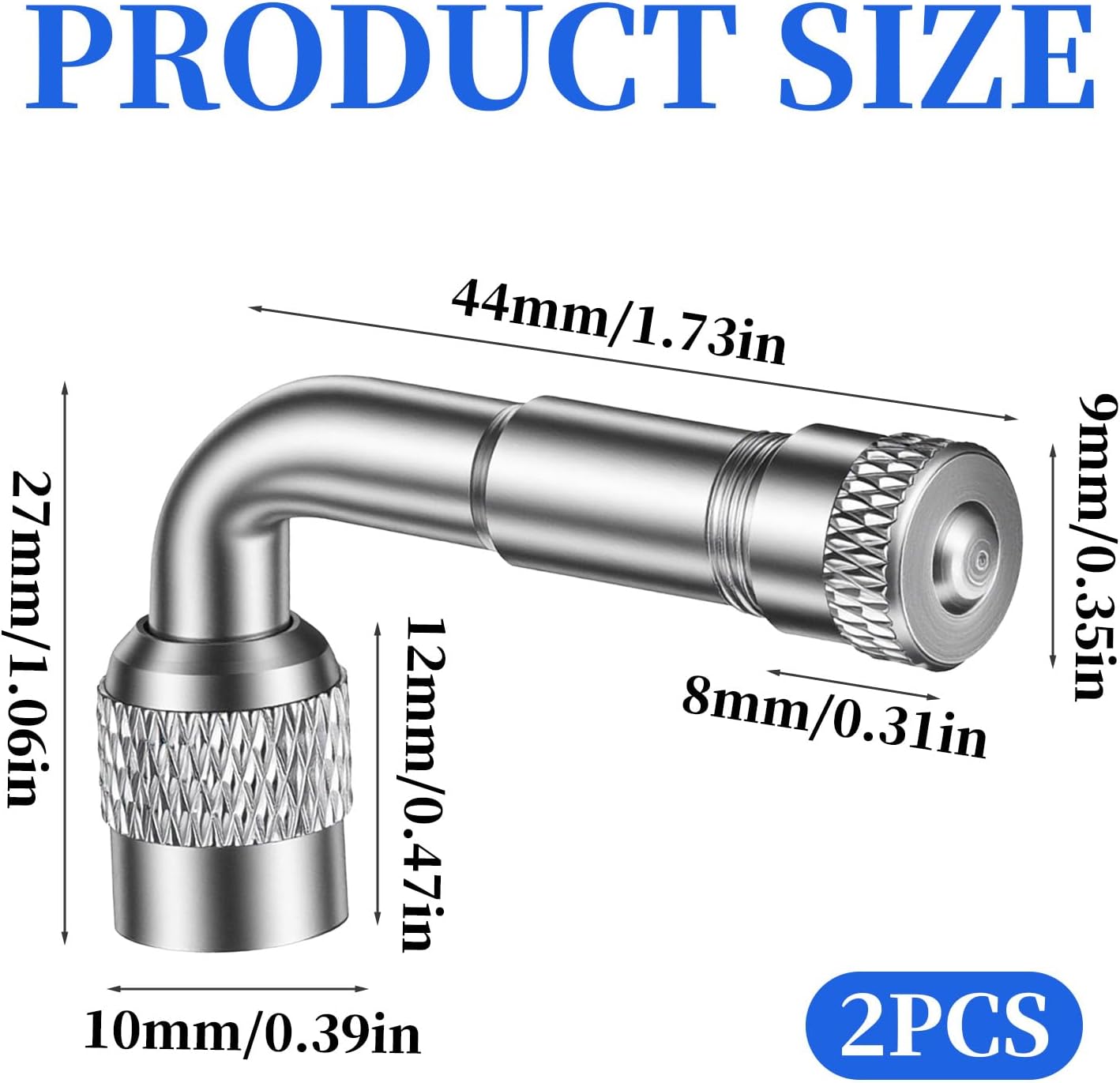 2 Extensores Vástago Válvula 90 Grados Universal
