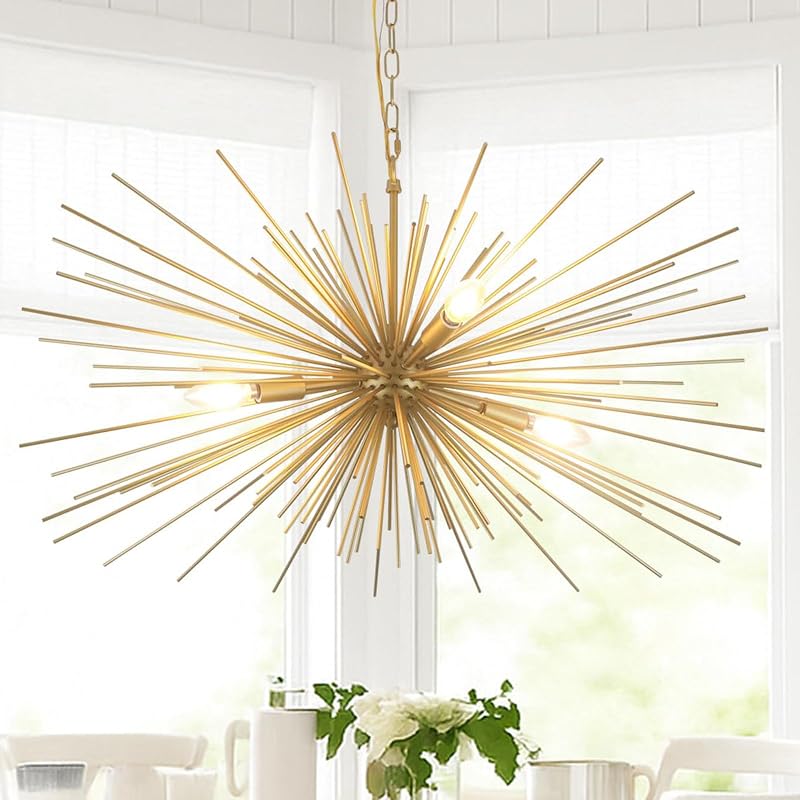 Candelabro Sputnik dorado 31" 4 luces sala