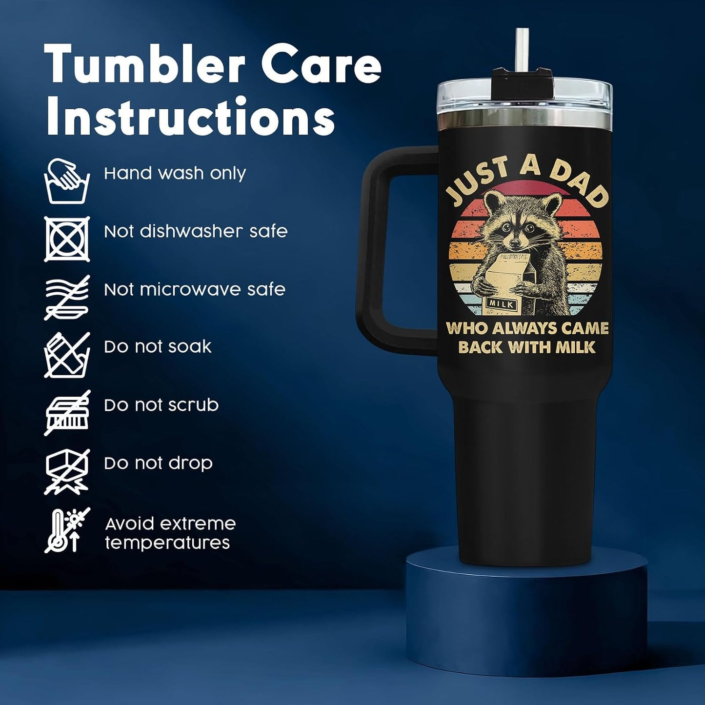 Taza de viaje mapache 40oz regalo padre divertido