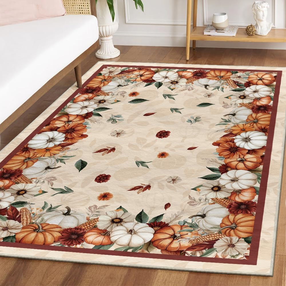 Alfombra otoño estampado calabazas antiderrap interior 5x