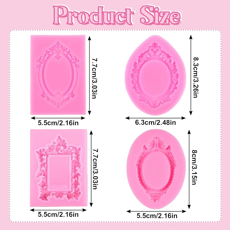 4 Moldes Silicona para Arcilla Seca Barroco Decoración Cupcakes