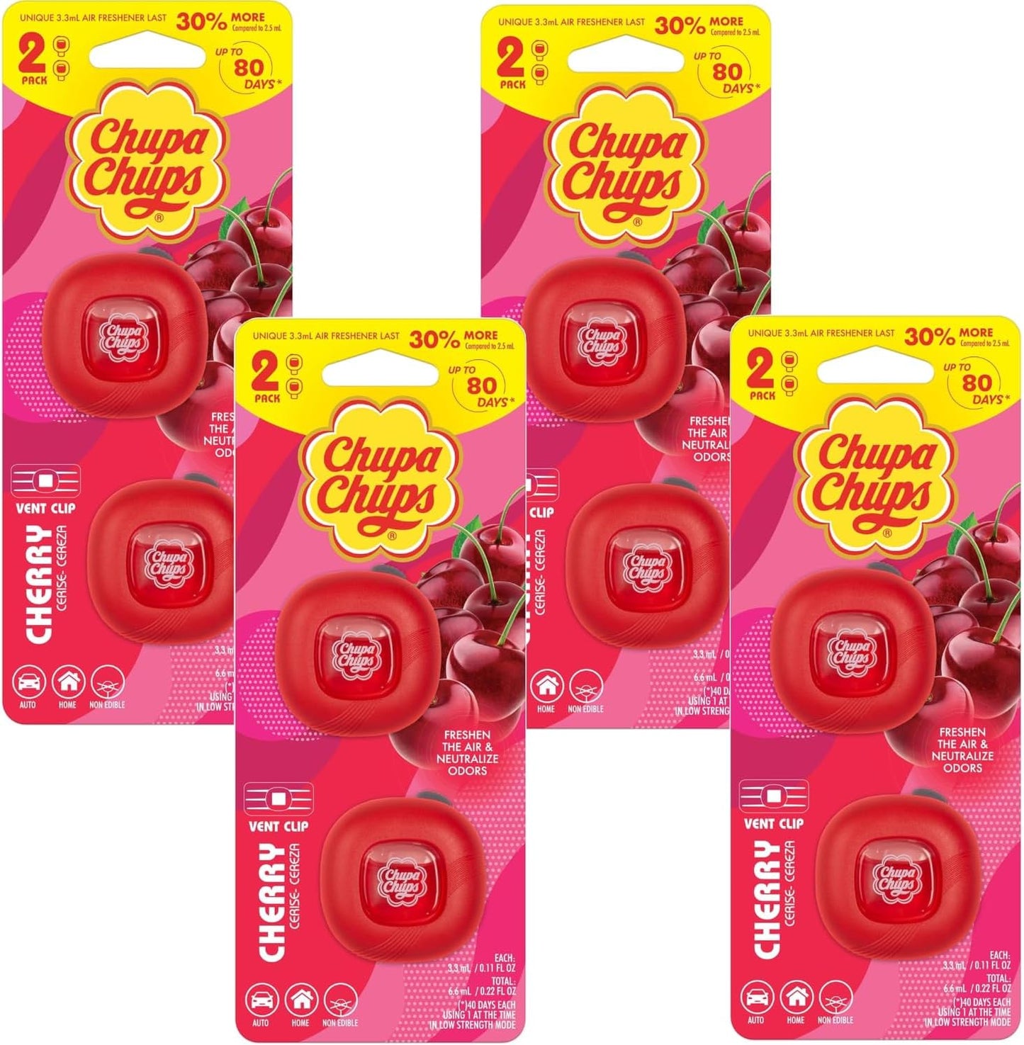 Ambientador coche cereza caramelo pack 4