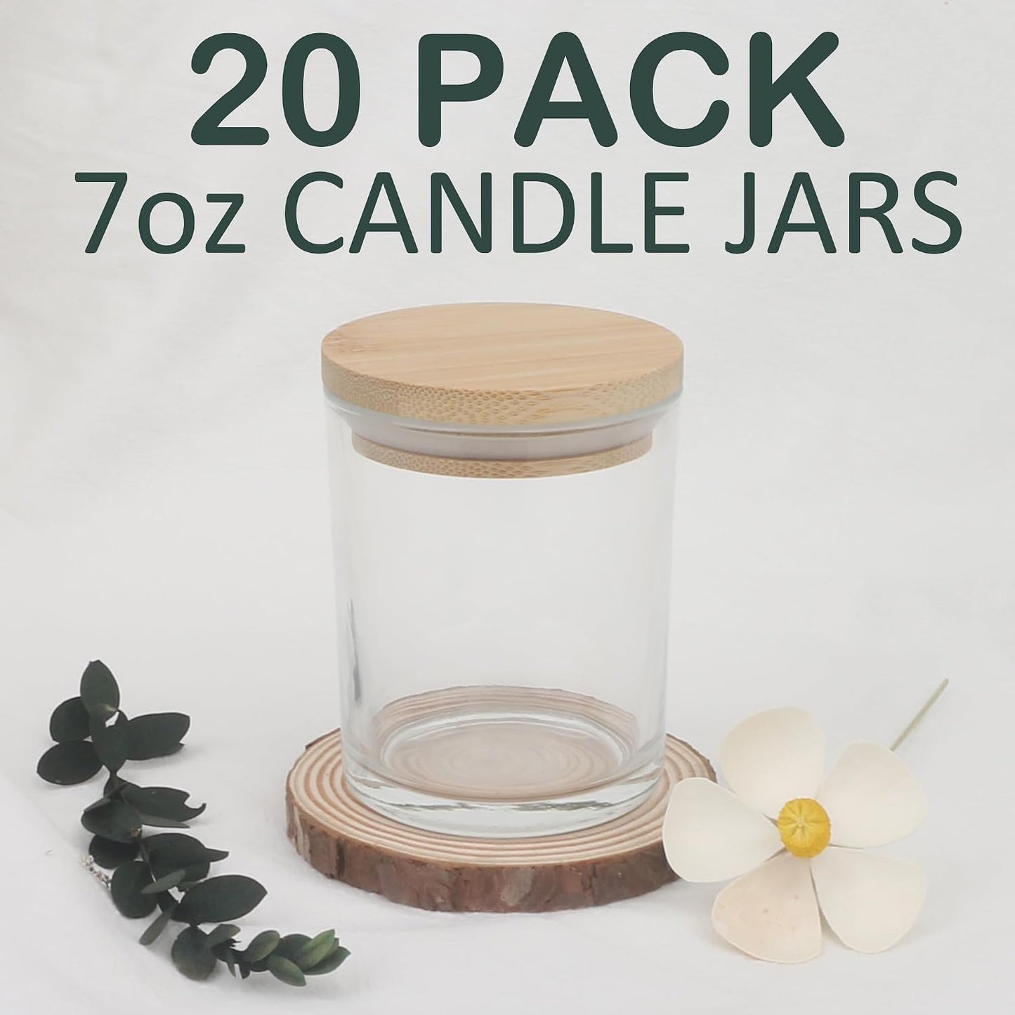 20 Pzas Tarros Vidrio 7oz con Tapas para Velas y Especias