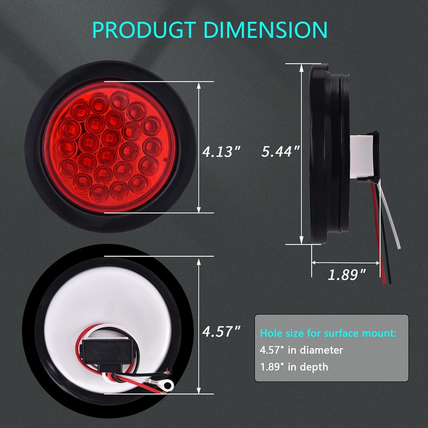 Luz trasera 4" 24LED impermeable para remolque 12V