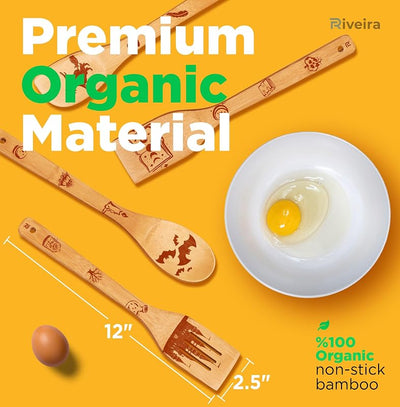 Set 6 cucharas madera orgánica para cocina regalo navidad
