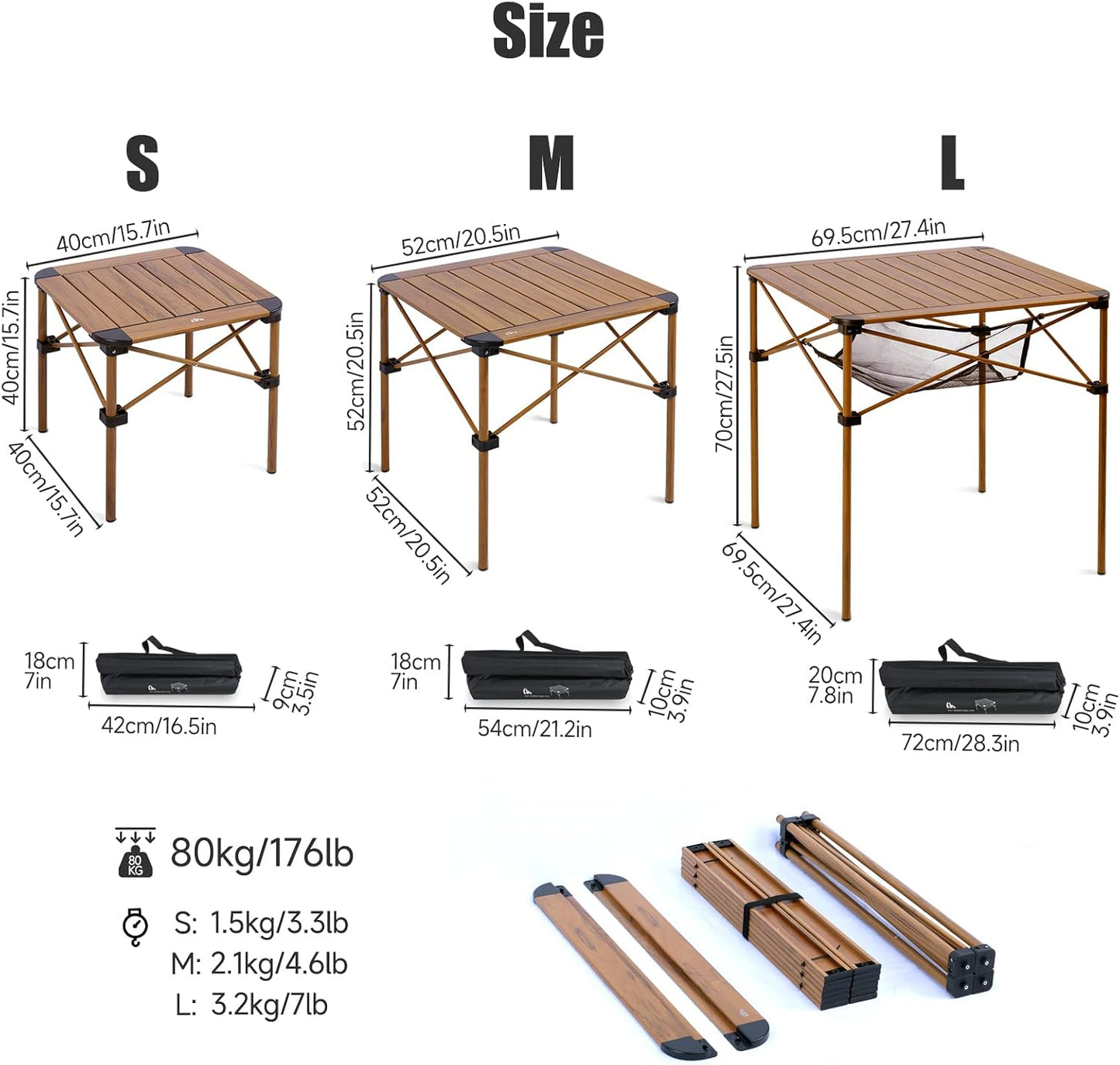 Mesa plegable aluminio cuadrada con bolsa transporte
