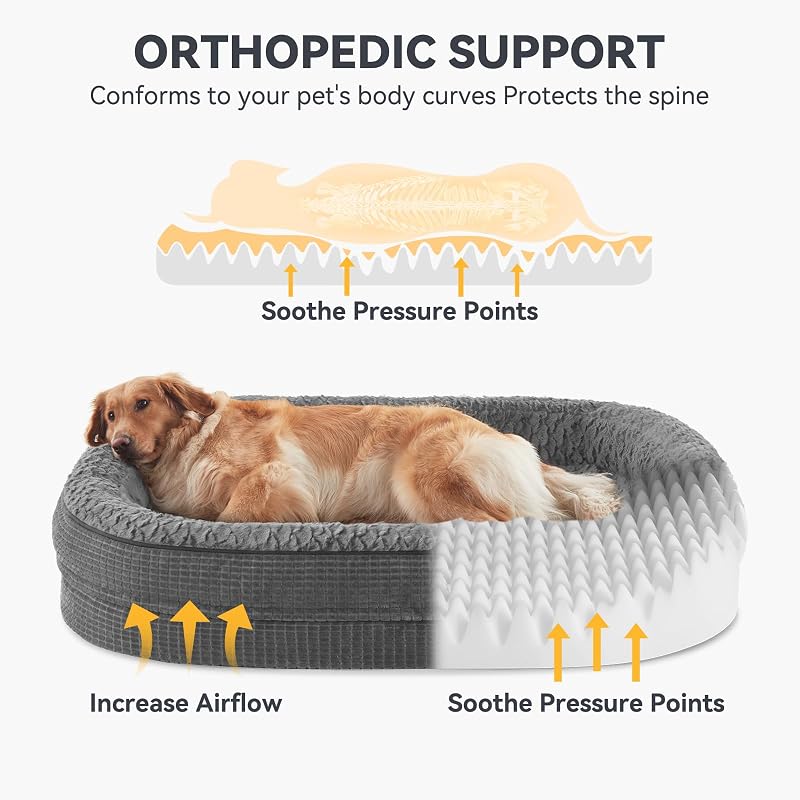 Cama ortopédica perros medianos espuma viscoelástica gris