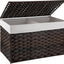 Cesta almacenamiento mimbre sintético 105L asa marrón