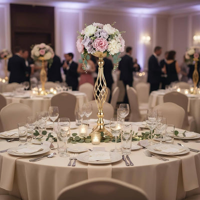 Candelabros metal dorado para boda jarrones 2uds