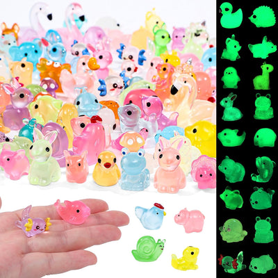 160 Pzas Mini Animales Resina Luminosas para Jardín de Hadas
