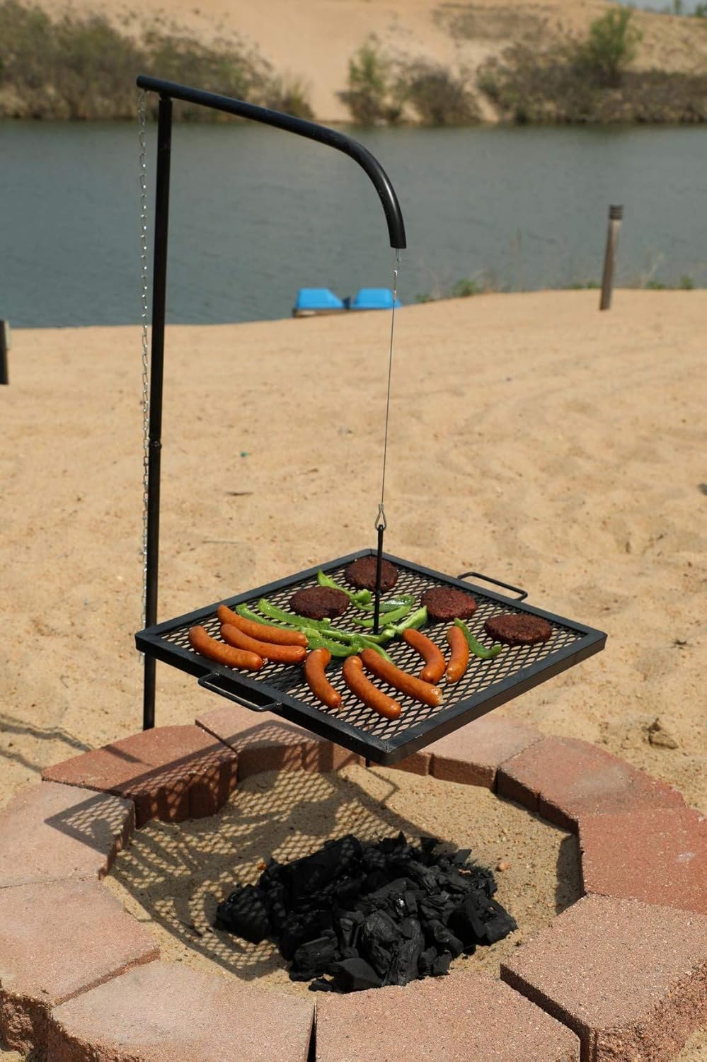 Parrilla portátil ajustable acero para fogata campamento
