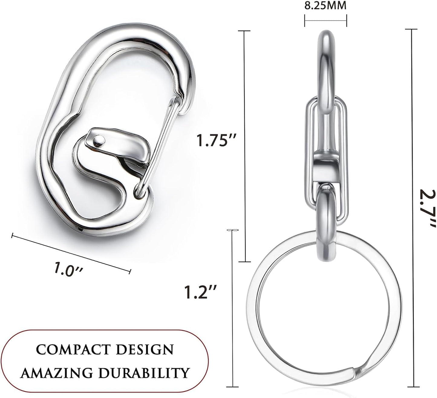 Clips mosquetón acero inox 1.75" antiapertura camping
