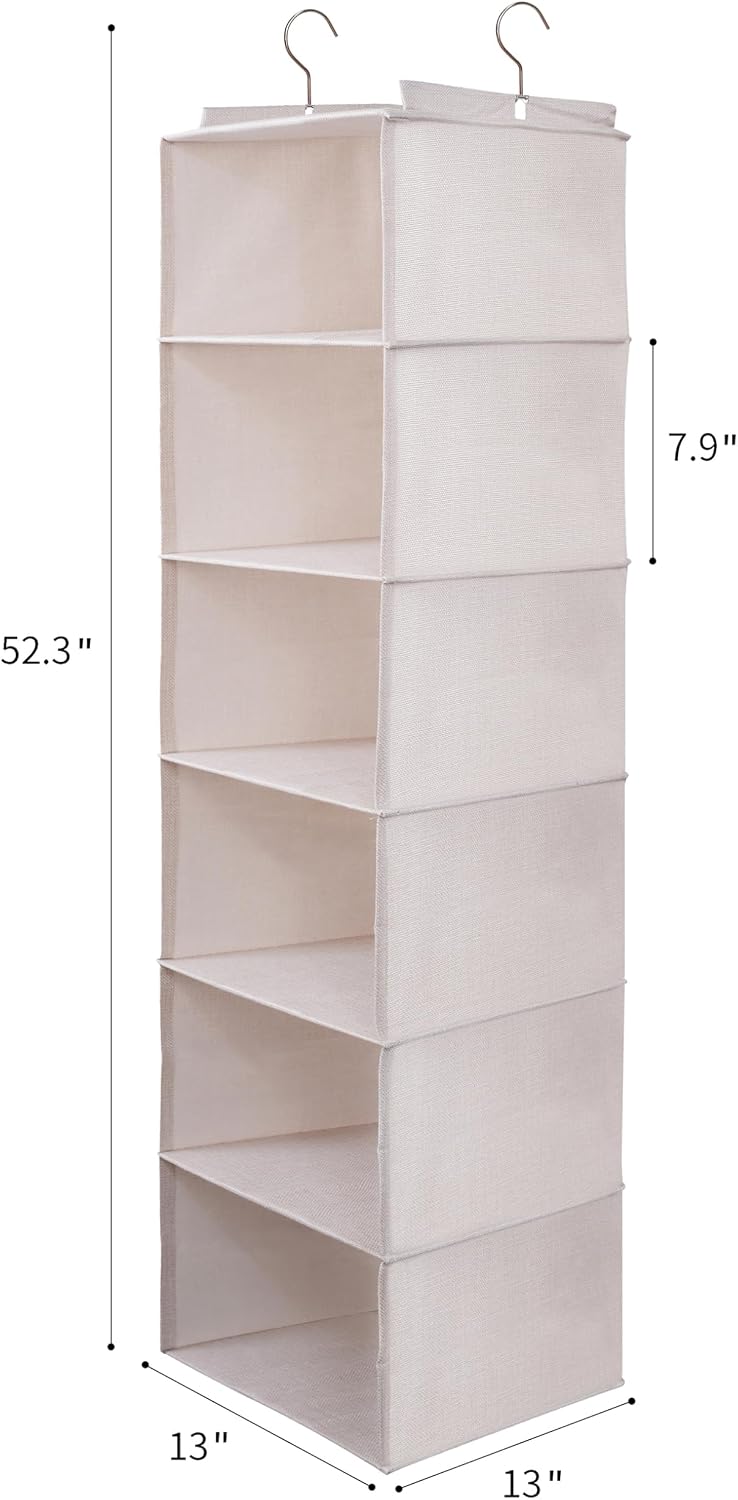 Organiz. colgante suéter 6 estantes plegables beige