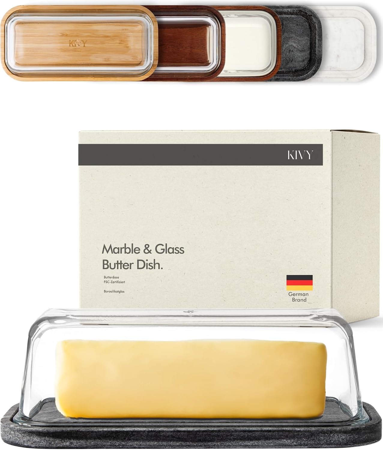 Plato mantequilla mármol negro vidrio puerta refrigerador