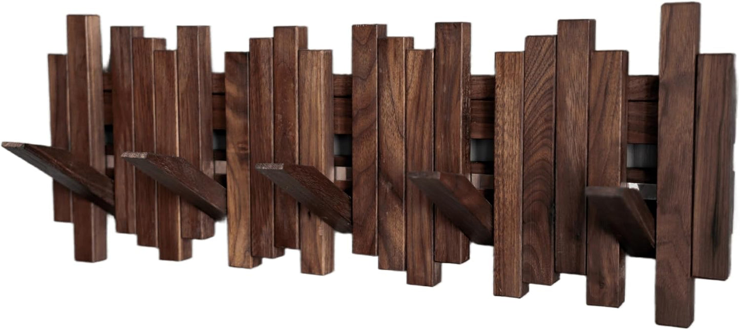 Perchero pared abatible 5 ganchos nogal negro