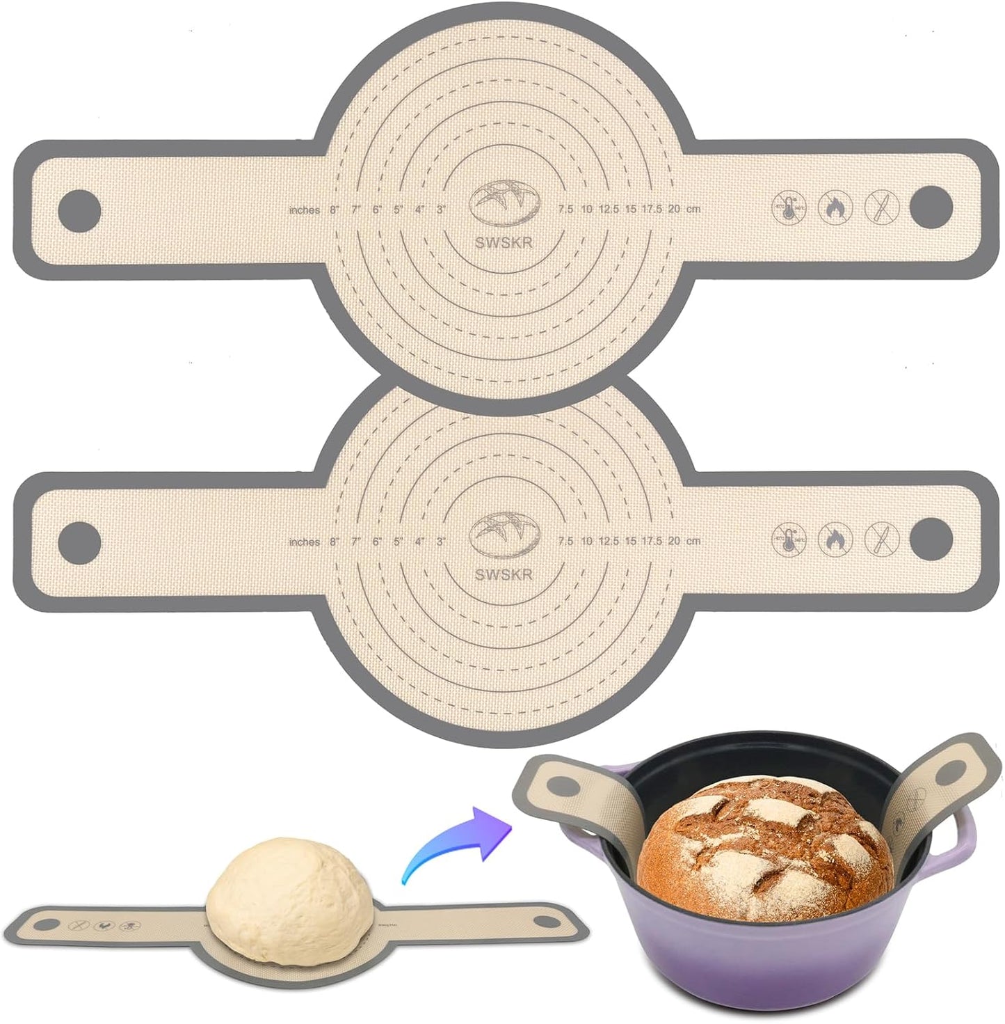 Eslingas silicona horno holandés 24cm set 2