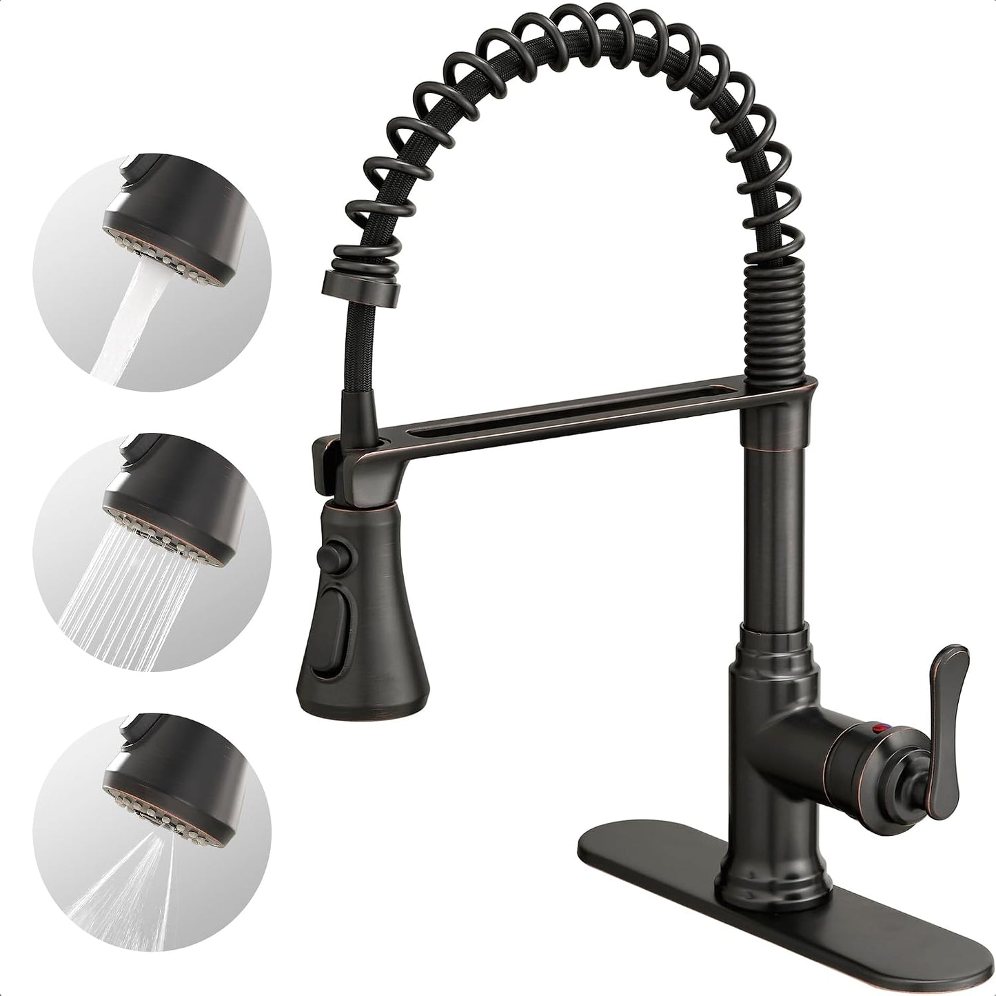 Grifo cocina bronce rociador extraíble 360 grados acero inox