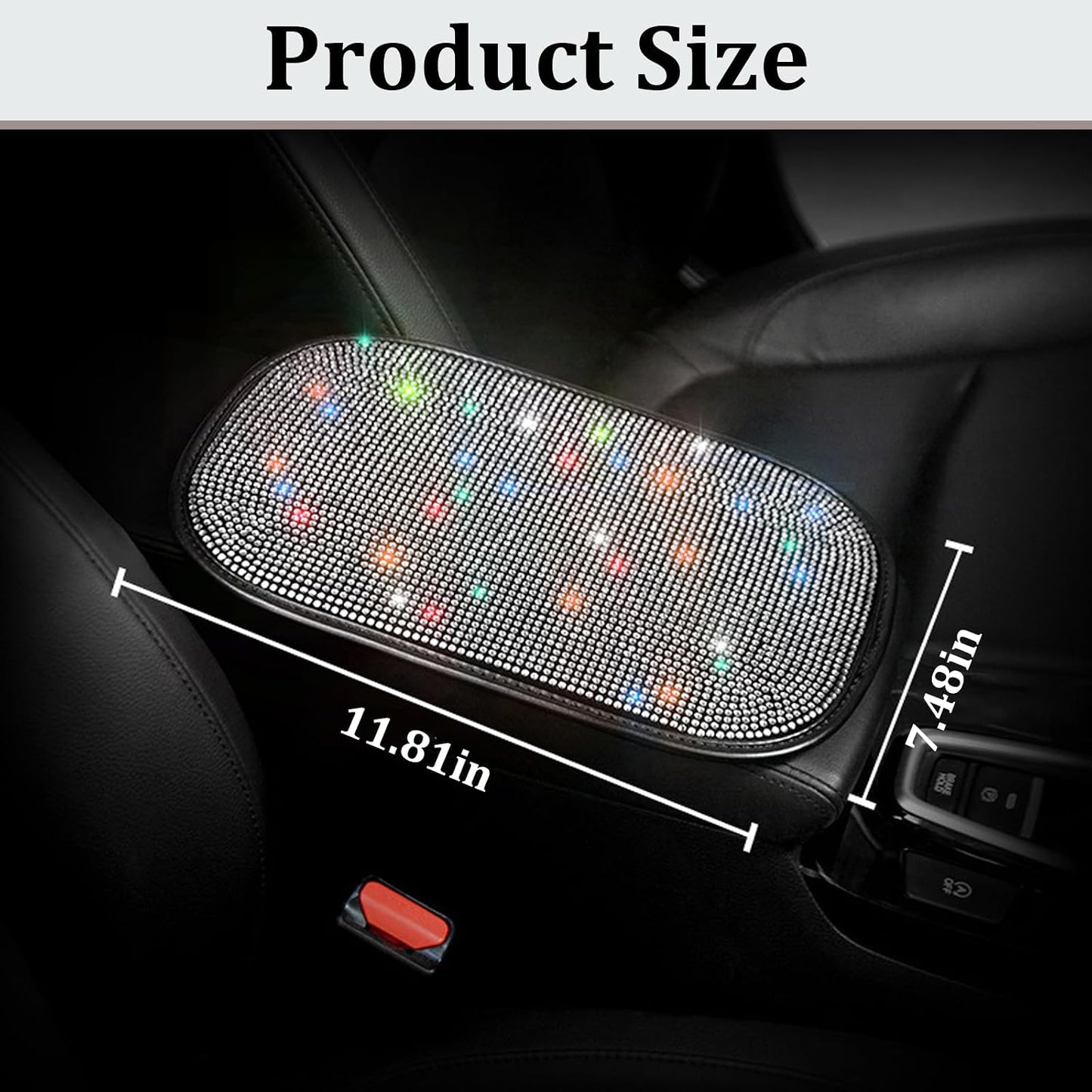 Funda reposabrazos coche plateado con strass