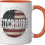 Taza Cerámica Bandera Americana Vintage Naranja/Blanco