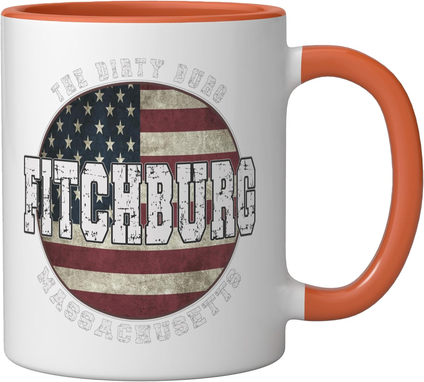 Taza Cerámica Bandera Americana Vintage Naranja/Blanco