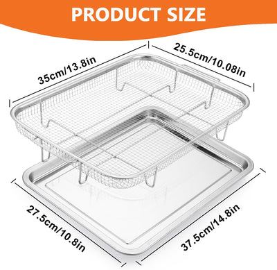 Cesta freidora aire acero inox 15.5x11.6pulg para horno