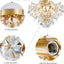 Lámpara techo cristal 5 luces dorado 12pulg alto