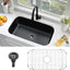 Fregadero cocina empotrado acero inox 31x18" negro
