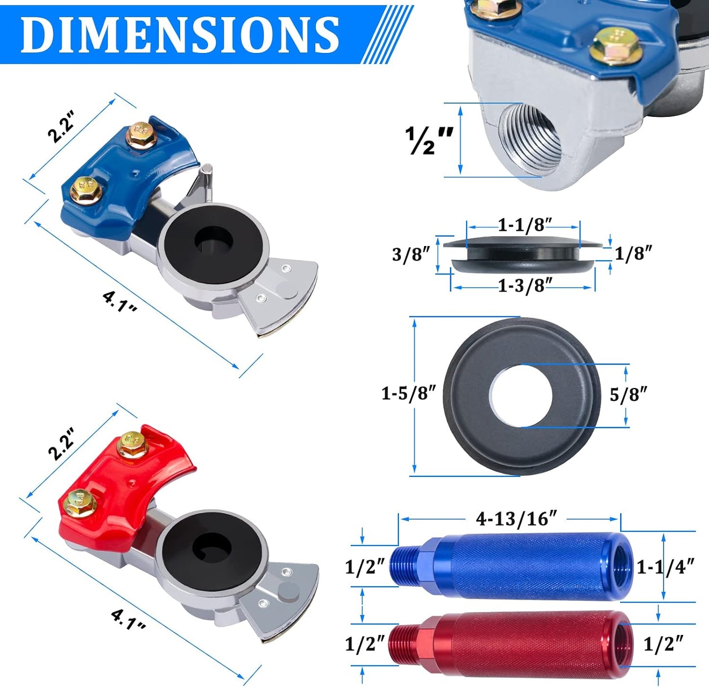 Manos Glad con agarres aluminio 2 set 4 sellos 2 cintas PTFE