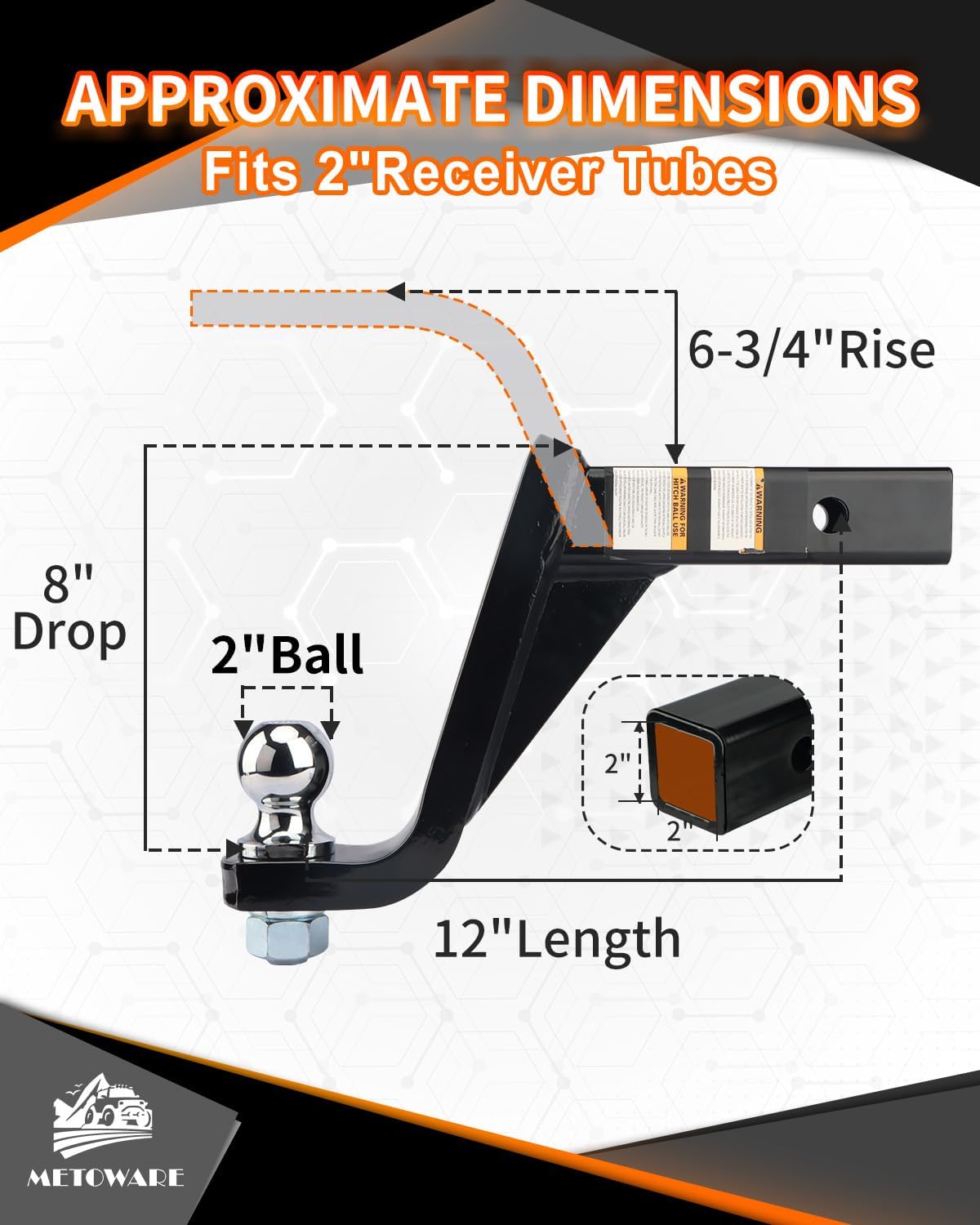 Soporte bola enganche 2" clip 5/8" capacidad 7500lb