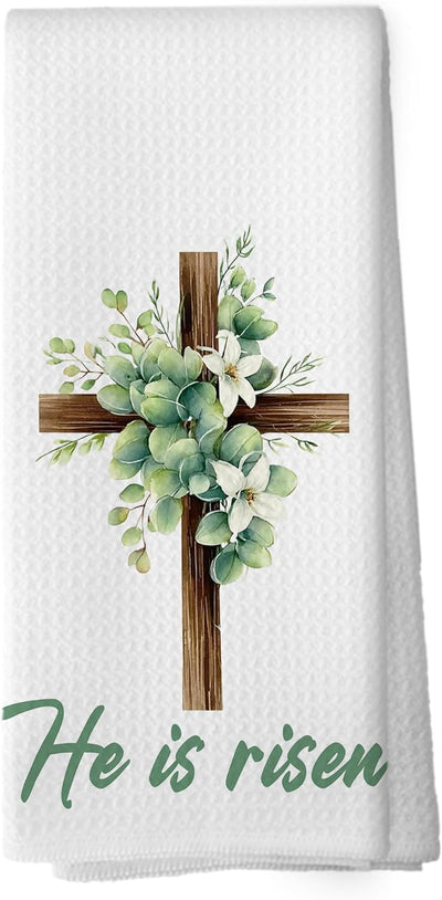 Toallas de cocina cristianas de Pascua con versiculo biblico