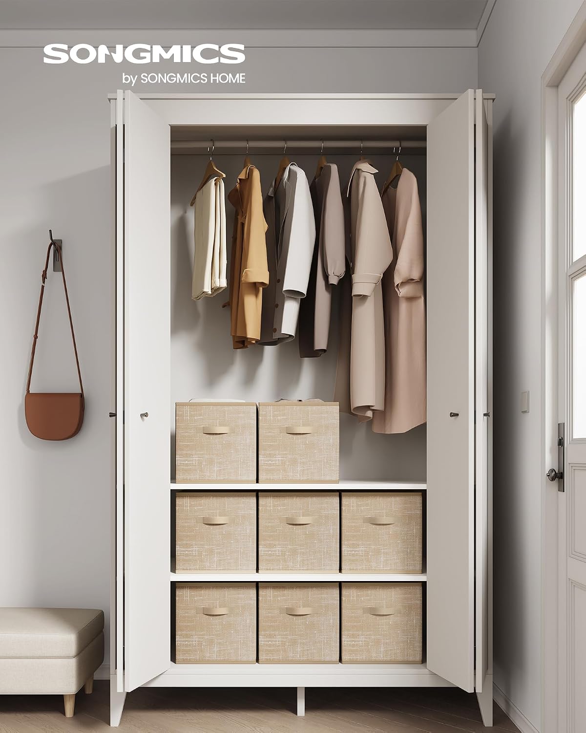 8 Cubos Almacenamiento Tela No Tejida 13x13" Plegables Beige